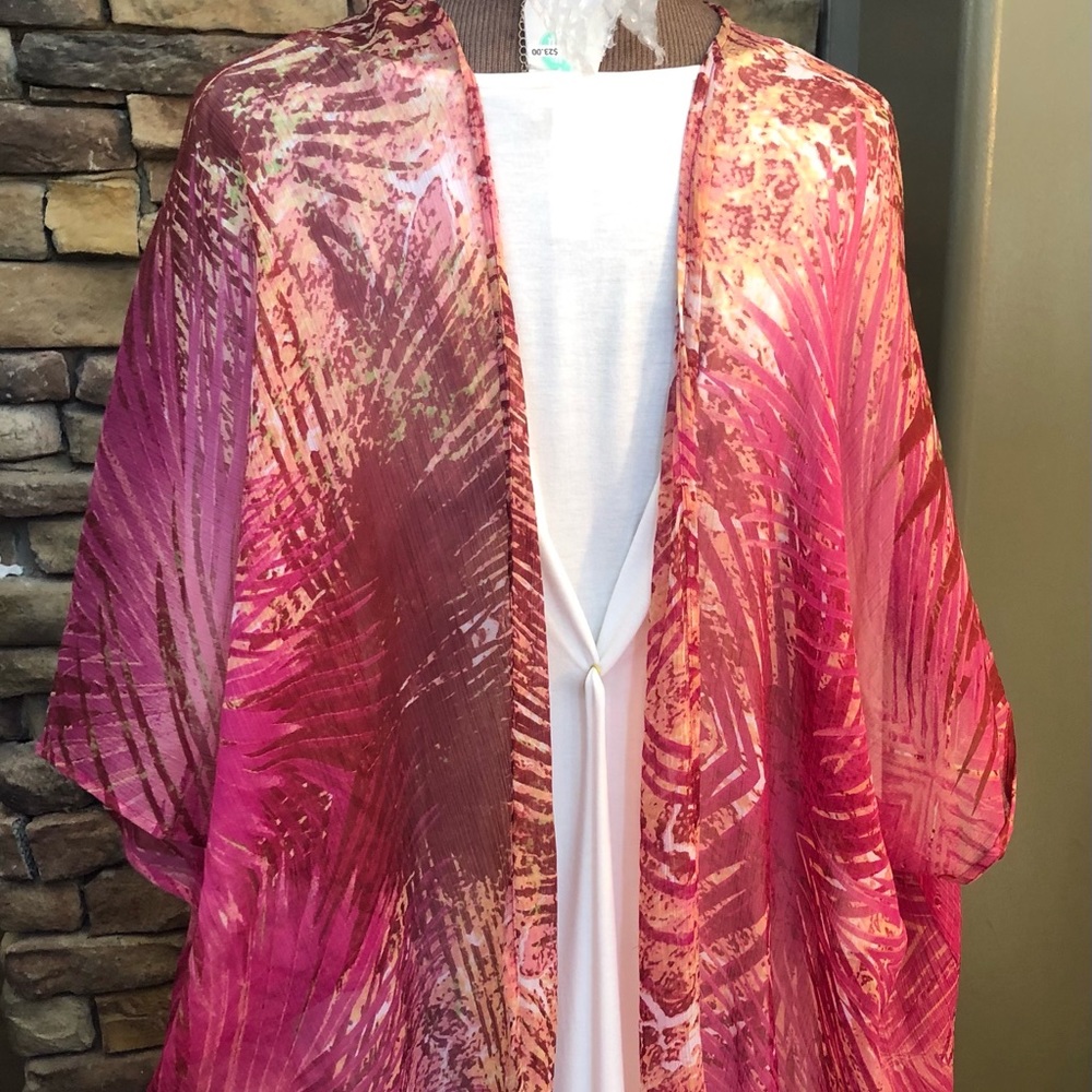Kimono colorful tropical vacation swim suit cover up or blouseBoutique style